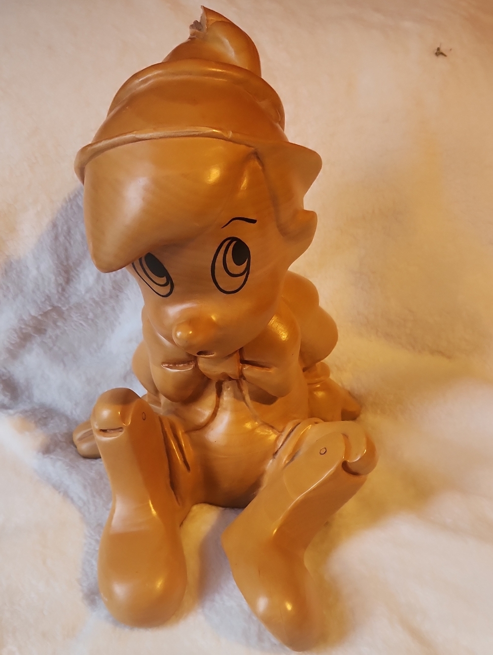 Vintage Walt Disney, Collector Sitting Pinnochio,  Wood Carved Figurine